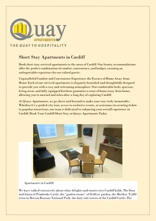 Short Stay Apartments Cardiff with Quay Apartments