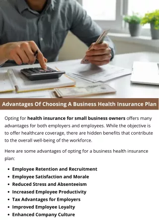 Advantages Of Choosing A Business Health Insurance Plan