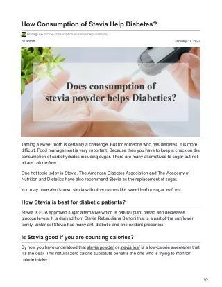 -How Consumption of Stevia Help Diabetes