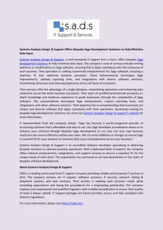 systems analysis design support offers bespoke