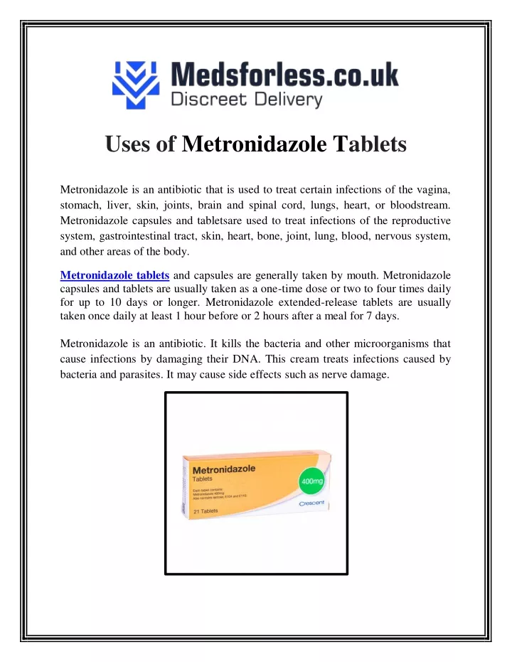 uses of metronidazole tablets