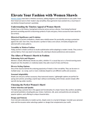 Elevate Your Fashion with Women Shawls