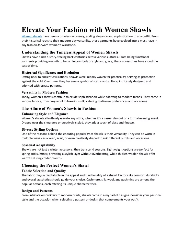 elevate your fashion with women shawls women