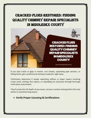 Cracked Flues Restored: Finding Quality Chimney Repair Specialists in Middlesex