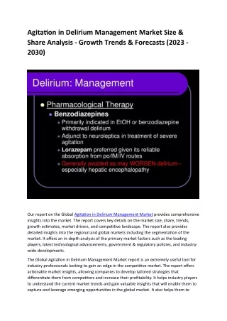 agitation in delirium management market size