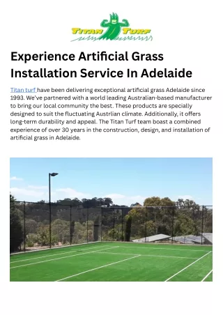 Experience Artificial Grass Installation Service In Adelaide