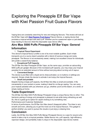 Exploring the Pineapple Elf Bar Vape with Kiwi Passion Fruit Guava Flavors