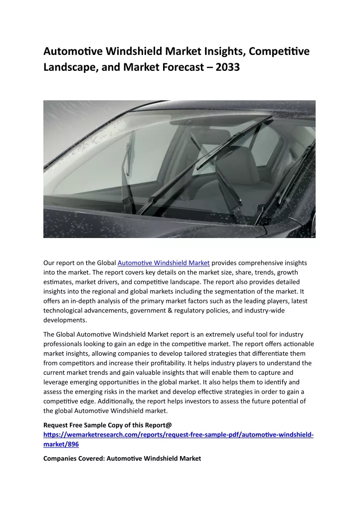automotive windshield market insights competitive