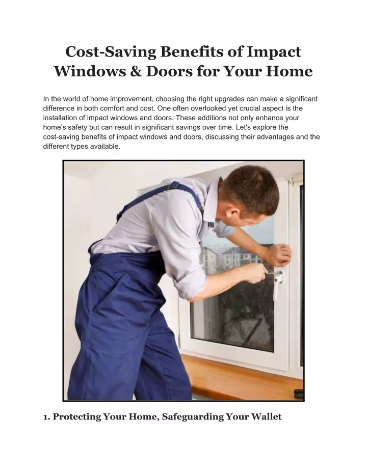 cost saving benefits of impact windows doors