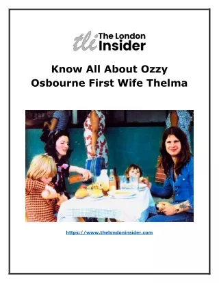 Know All About Ozzy Osbourne First Wife Thelma