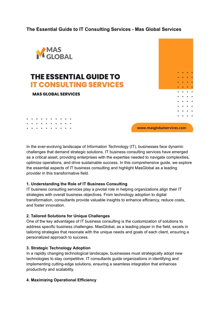 the essential guide to it consulting services