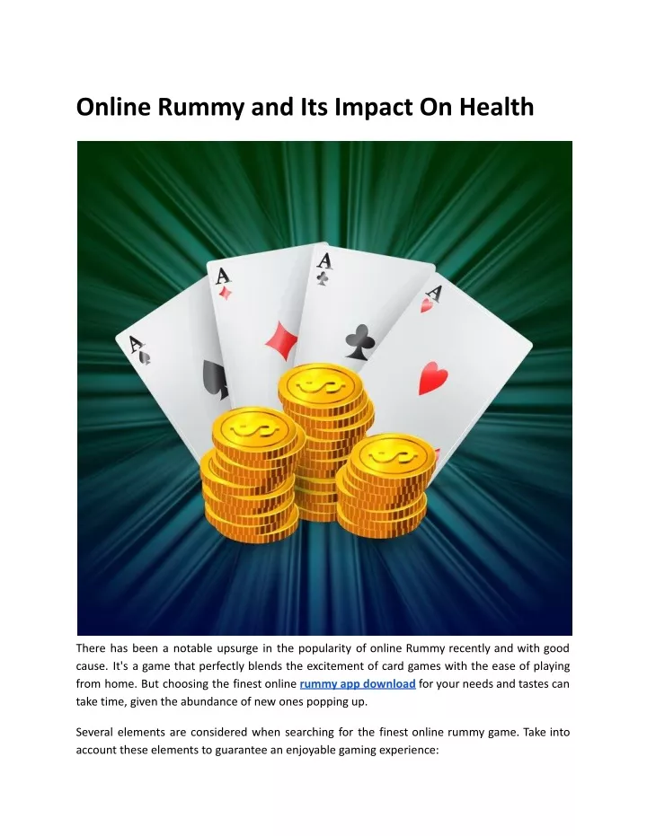 online rummy and its impact on health