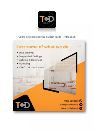 Ceiling installations service in waterlooville | Tcdltd.co.uk