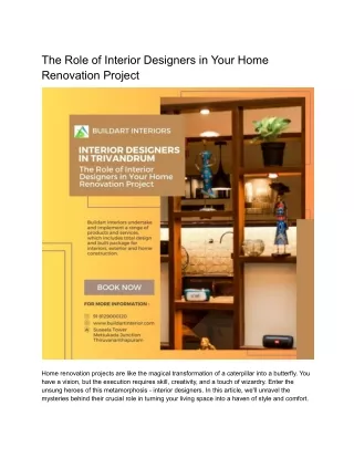 The Role of Interior Designers in Your Home Renovation Project