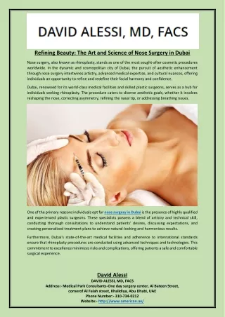 Refining Beauty The Art and Science of Nose Surgery in Dubai