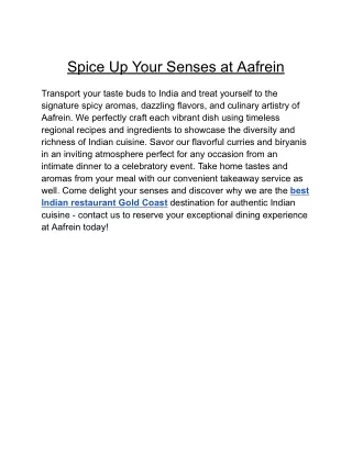 Spice Up Your Senses at Aafrein