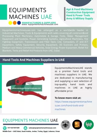 Hand Tools And Machines Suppliers in UAE