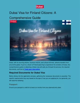 Dubai Visa for Finland Citizens: A Comprehensive Guide