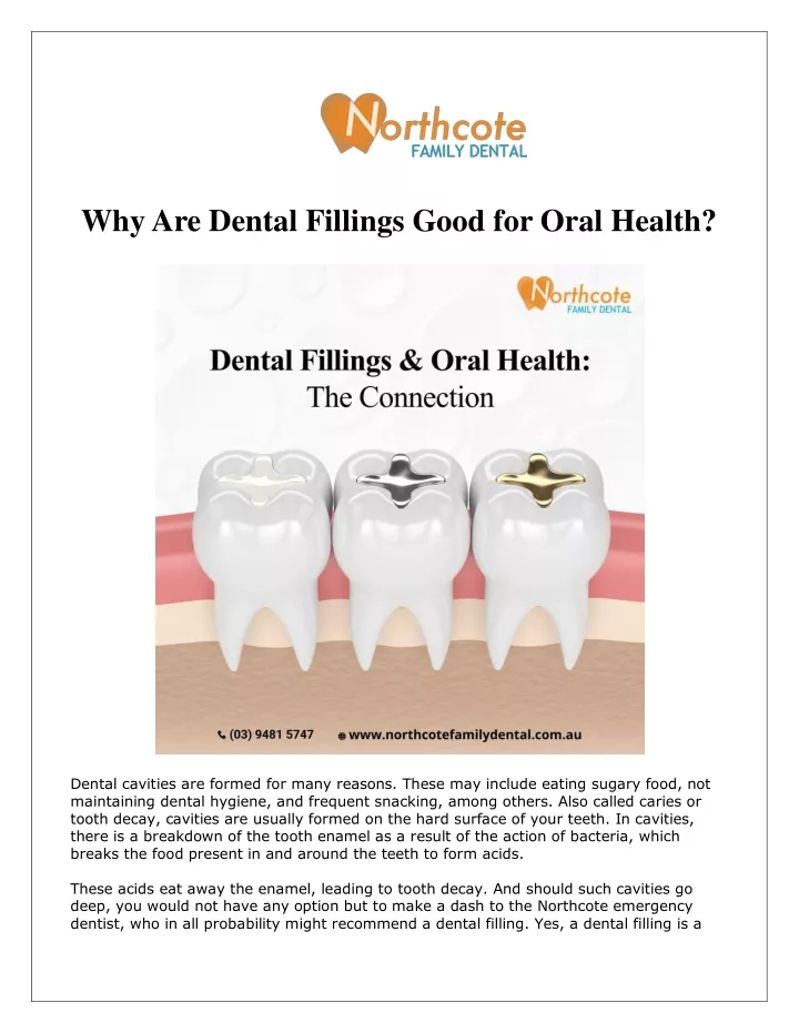 why are dental fillings good for oral health