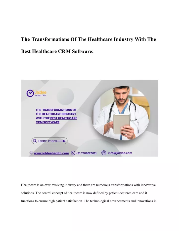 the transformations of the healthcare industry