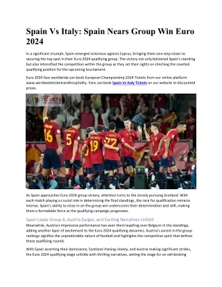 Spain Vs Italy Spain Nears Group Win Euro 2024