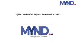 Quick Checklist for Payroll Compliances in India