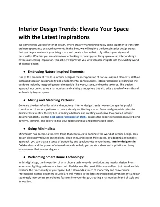 Latest Interior Design Trends | Latest Interiors