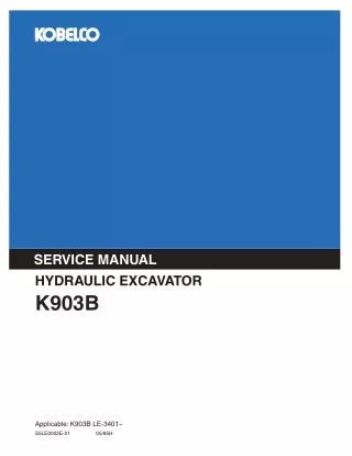 KOBELCO K903B HYDRAULIC EXCAVATOR Service Repair Manual