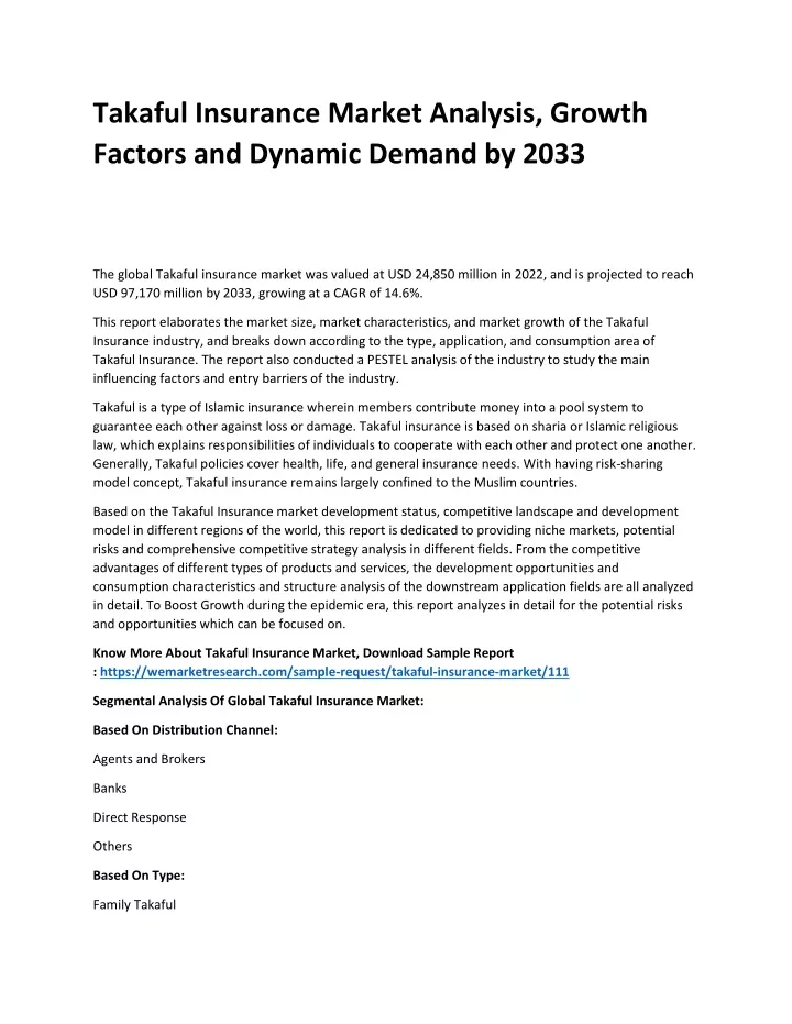 takaful insurance market analysis growth factors