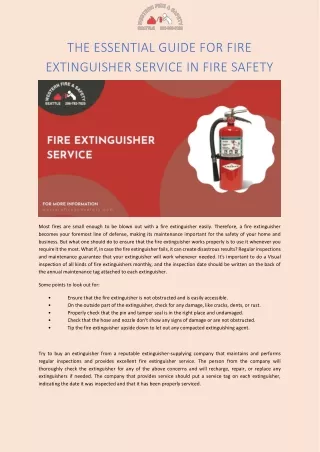 The Essential Guide For fire extinguisher service in Fire Safety
