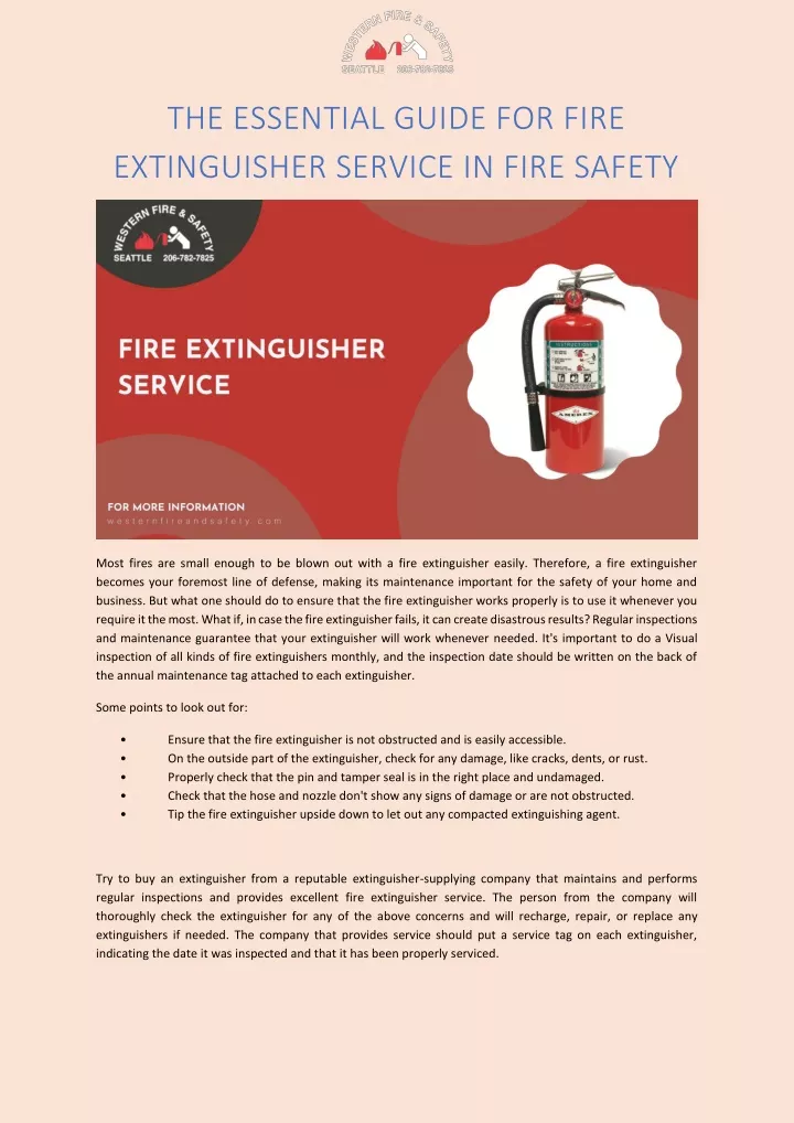 the essential guide for fire extinguisher service