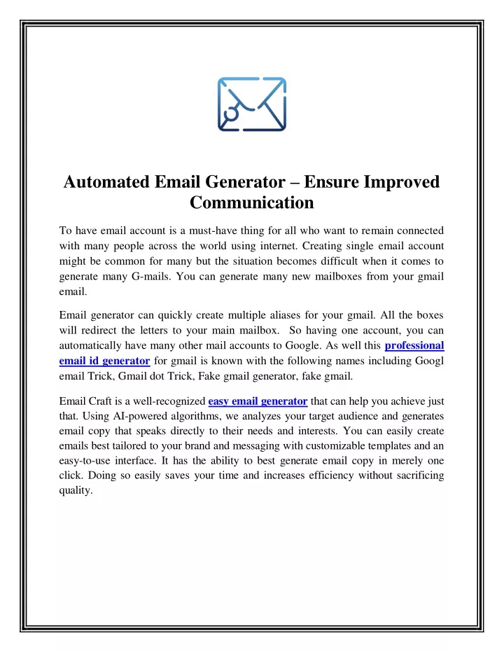 automated email generator ensure improved
