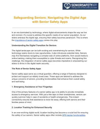 Safeguarding Seniors_ Navigating the Digital Age with Senior Safety Apps