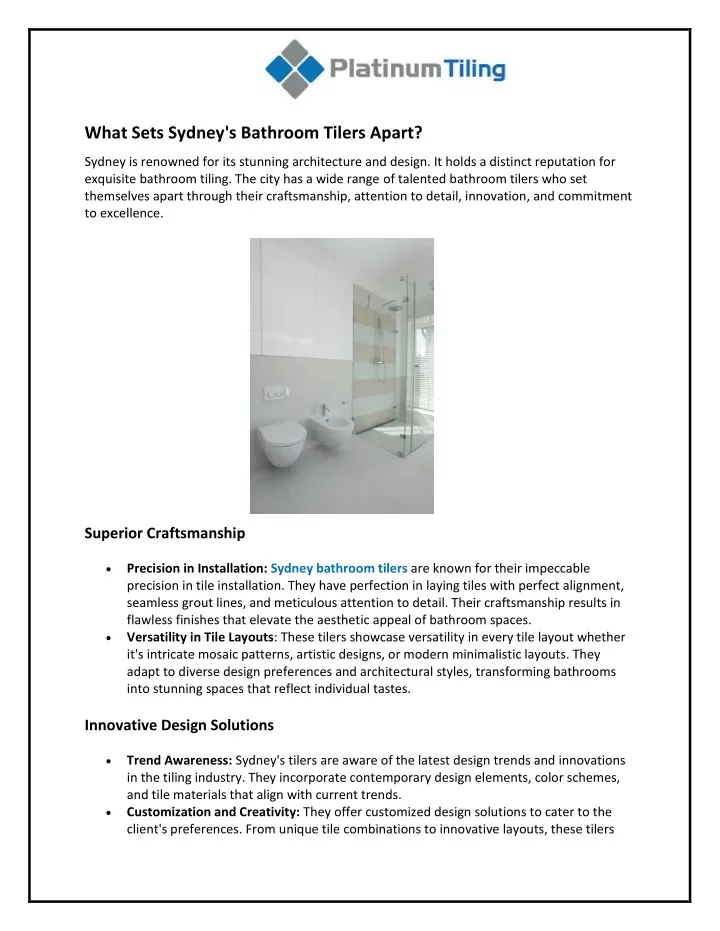 what sets sydney s bathroom tilers apart