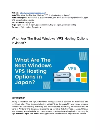 What Are The Best Windows VPS Hosting Options in Japan