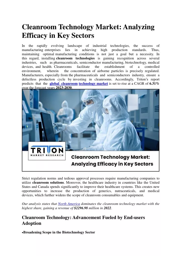 cleanroom technology market analyzing efficacy