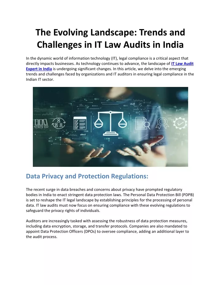 PPT - The Evolving Landscape: Trends and Challenges in IT Law Audits in India PowerPoint 