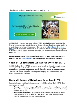 The Ultimate Guide to Fix QuickBooks Error Code 6177 0