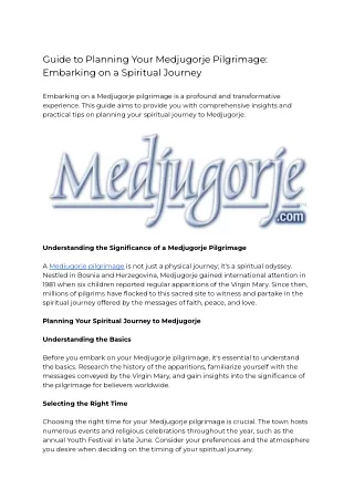 Guide to Planning Your Medjugorje Pilgrimage_ Embarking on a Spiritual Journey