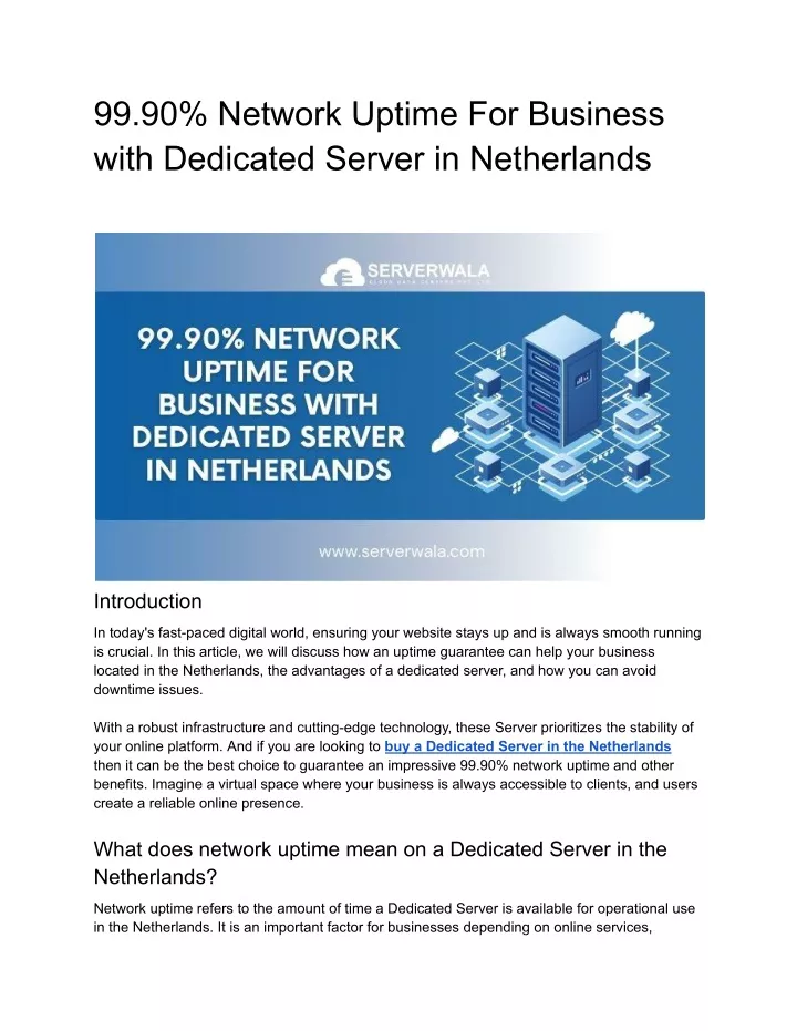 99 90 network uptime for business with dedicated