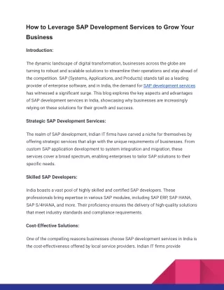 how to leverage sap development services to grow
