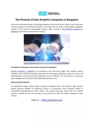 The Pinnacle of Data Analytics Companies in Bangalore