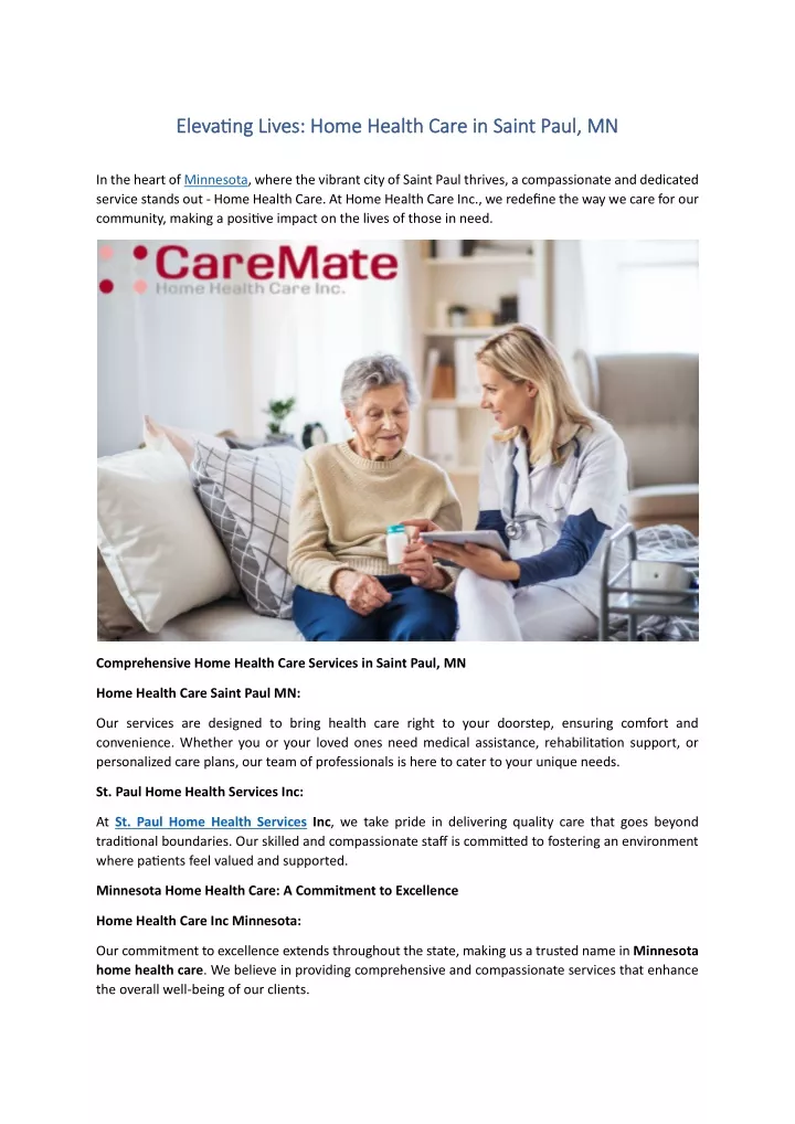 elevating lives home health care in saint paul