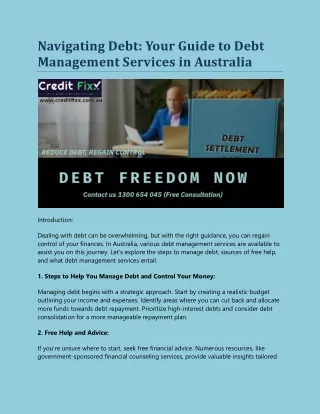 Navigating Debt Your Guide to Debt Management Services in Australia