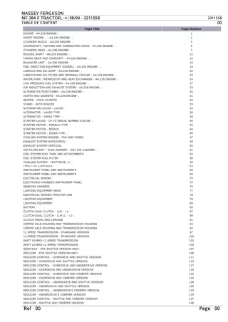 Massey Ferguson MF 384 F TRACTOR, - 0894 Parts Catalogue Manual