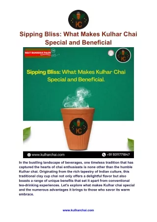 Sipping Bliss: What Makes Kulhar Chai Special and Beneficial