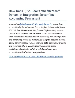 how does quickbooks and microsoft dynamics
