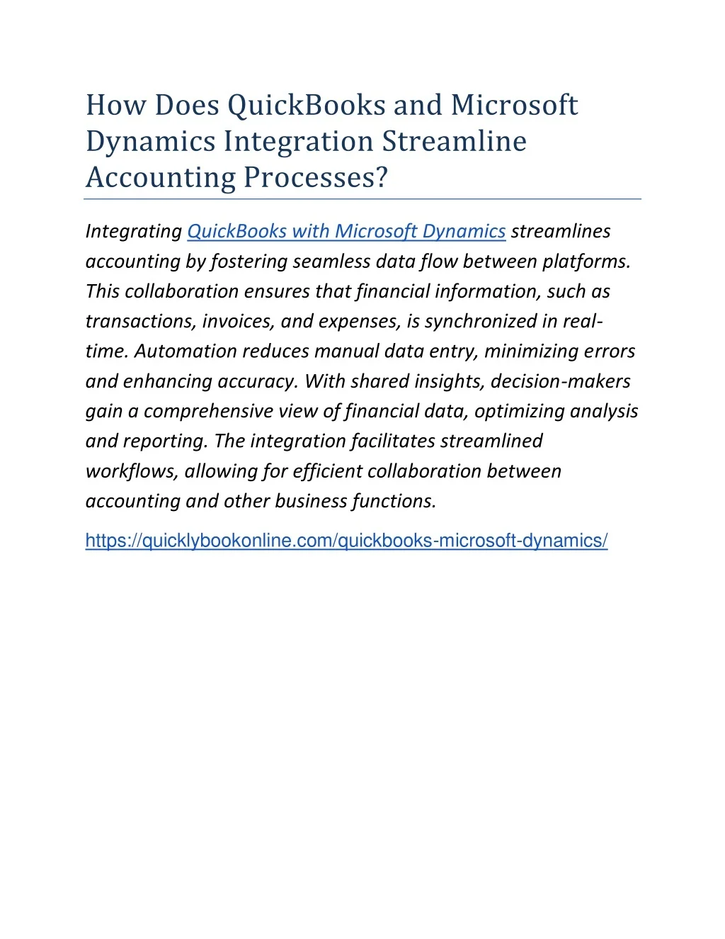 PPT - How Does QuickBooks and Microsoft Dynamics Integration Streamline ...