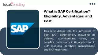 What is SAP Certification? Eligibility, Advantages, and Cost