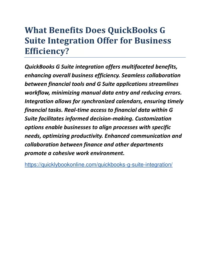 what benefits does quickbooks g suite integration